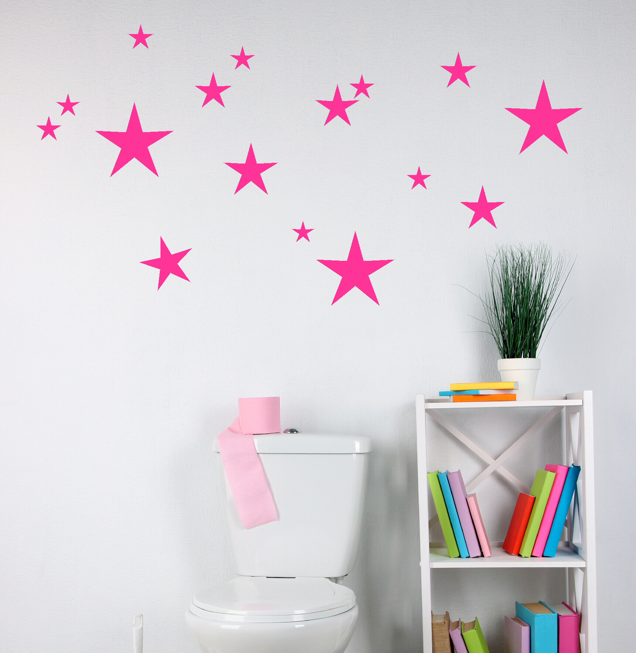 Variety Star Wall Stickers Vinyl Decals Shapes - 16 pc - 8inch-2inch