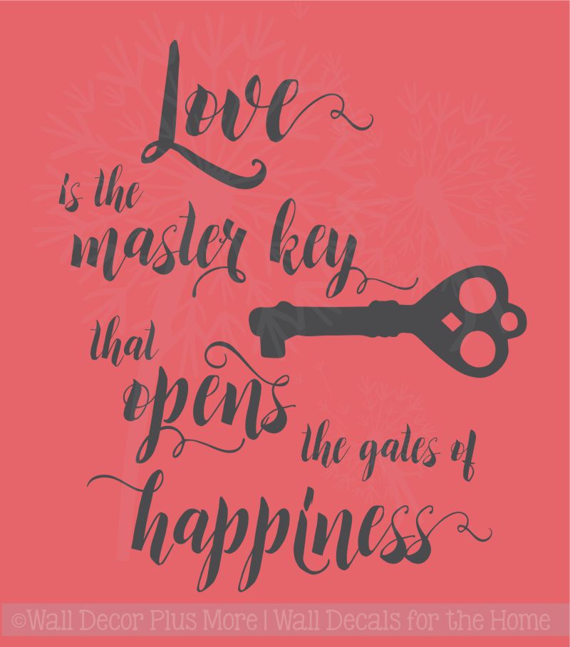 Love is the Key Vinyl Lettering Decals Wall Sticker Art Home Decor Quote