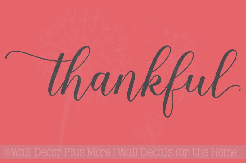 Thankful Cursive Vinyl Lettering Art Wall Stickers Decals for Kitchen ...