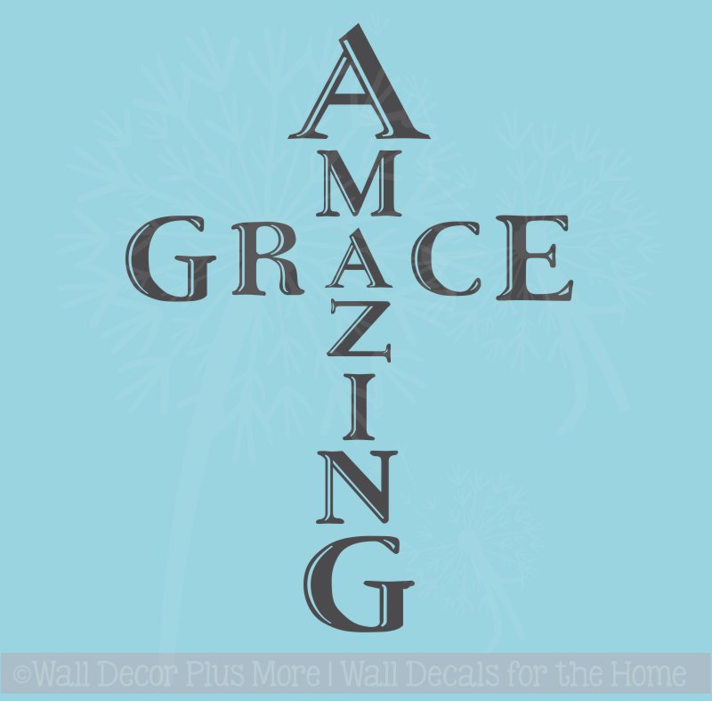 Amazing Grace Cross Vinyl Letters Art Religious Wall Stickers Quotes