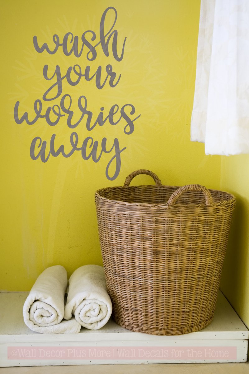 Wash Your Worries Away Wall Stickers Laundry Room VinylÂ Decals Bath Quote