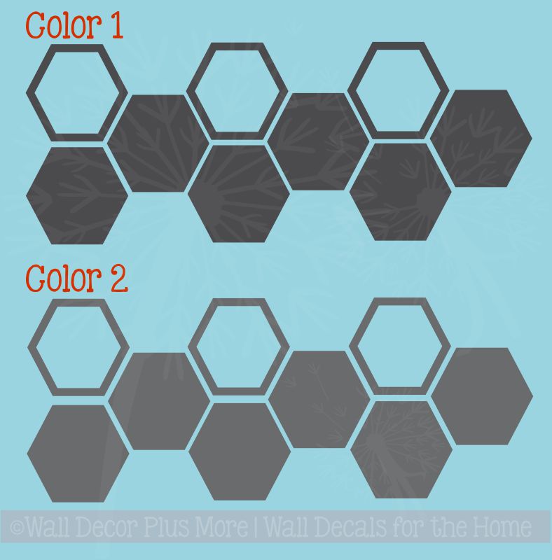 Honeycomb Hexagon Wall Sticker Shapes 2-Color Vinyl Decals Decor Art