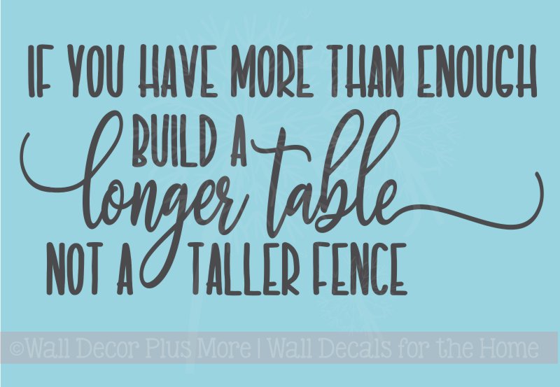 Build Longer Table Not Fence Family Vinyl Letters Kitchen Wall Decals