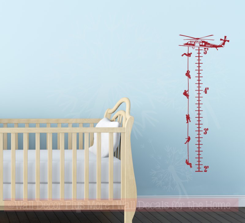 helicopter growth chart boys height chart ruler wall decal sticker