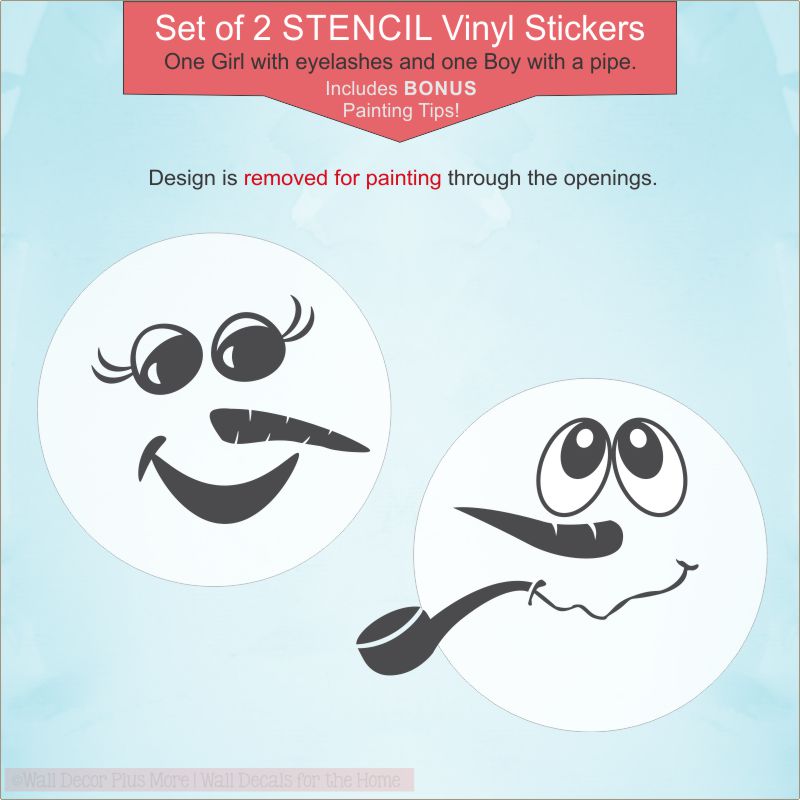 Snowman Face Stencil Sticker For Winter Decoration Painting Diy Wood