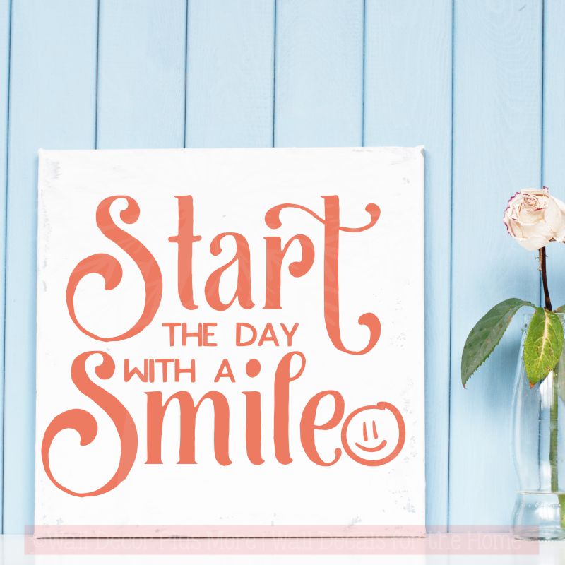 Inspirational Wall Quotes Start With A Smile Vinyl Stickers Class Decor