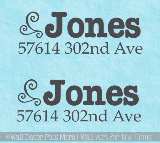 Mailbox Name Stickers Personalized Address Swirl Custom Vinyl Decal