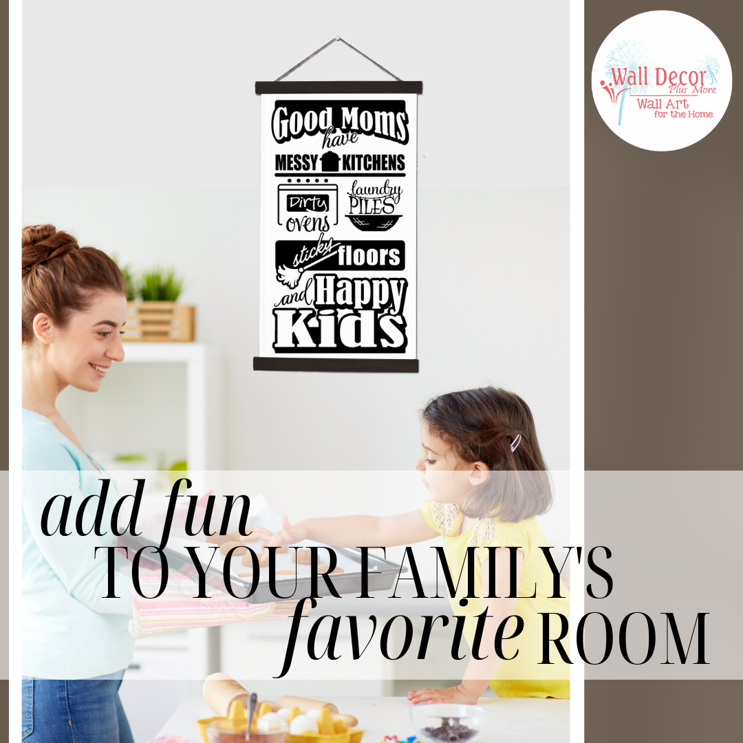 Wood \u0026 Canvas Wall Hanging, Good Moms Have Messy Kitchens, Happy Kids Wall  Art, image size:1080x1080