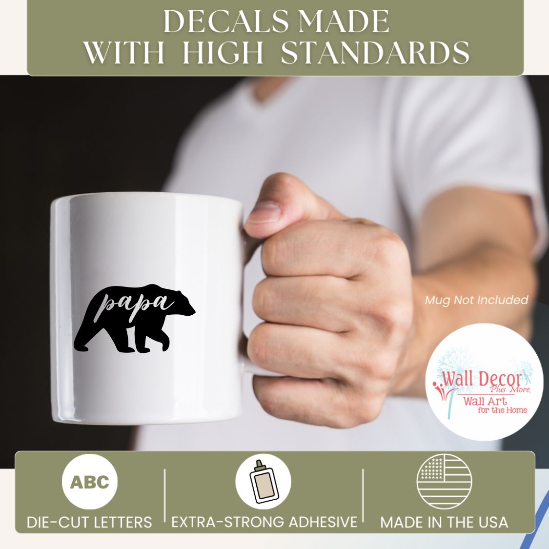 Tumbler Car Window Sticker Papa Bear Father's Day Vinyl Art Decal Gift