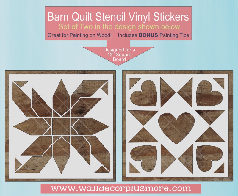 Barn Quilt Stencils Wall Decor Sticker Flower Heart Block Diy Wood