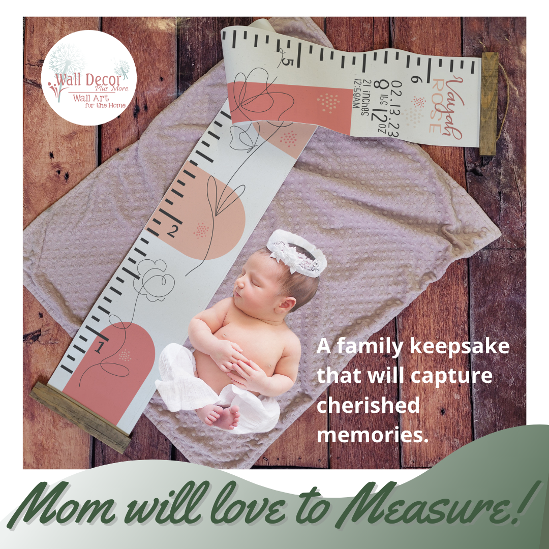 Canvas Boho Floral Growth Chart Child Baby Milestone Height Ruler