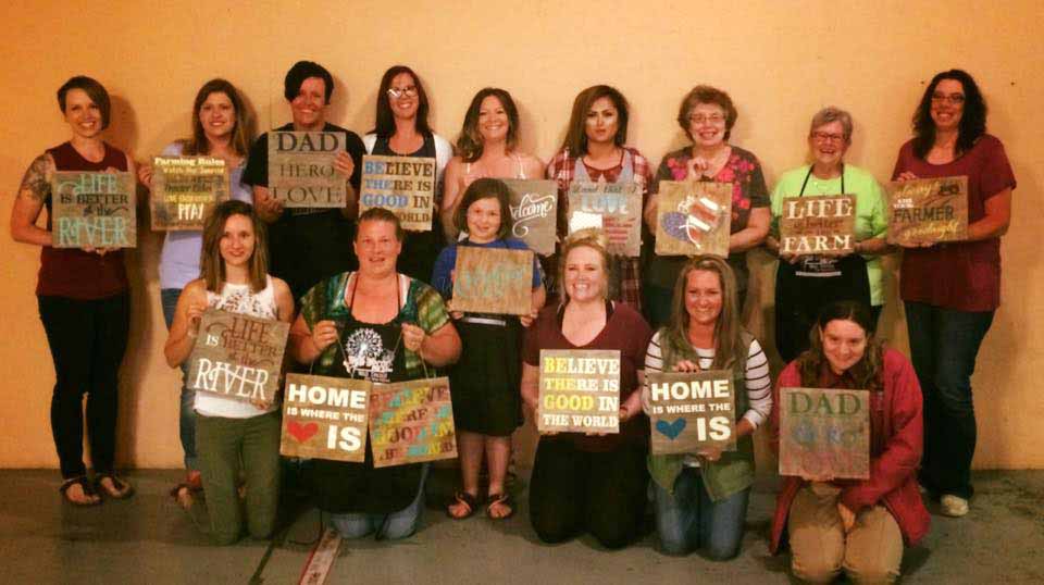 Board Painting Party Using Stencil Stickers