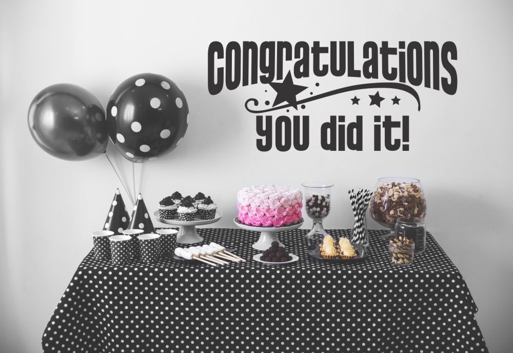 congratulations you did it wall decal sticker party table decor