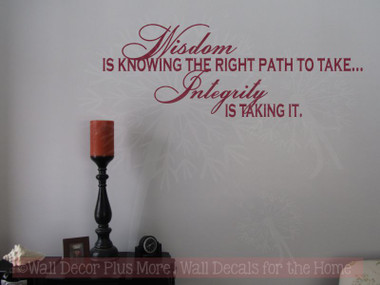 WISDOM KNOWING INTEGRITY Decor Vinyl Wall Decal Quote Sticker Inspiration