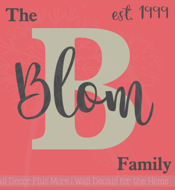 Download Personalized Monogram Family with Est Date Vinyl Letters Wall Decals