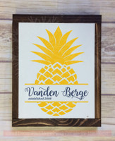 Pineapple Last Name Est Monogram Vinyl Letter Decals Wall Art Stickers-Mustard, Deep Blue