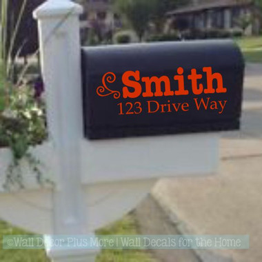 Mailbox Name Stickers Personalized Address Swirl Custom Vinyl Decal