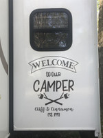 Personalized RV Camper Wall Decor Decal Welcome Sticker Names Est Date Glossy Charcoal