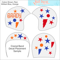Cranial Helmet Accessory Decal Stickers Baby Boys Name Bolts Dots Stars