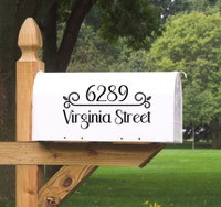 Decorative Mailbox Decals Custom Address Stickers Swirled Divider 3pc-Black