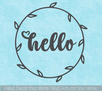 Hello with Wreath Graphic Wall Sticker | Vinyl Art for Round Wood Sign