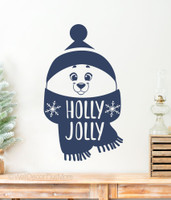 Holly Jolly Bear Snowflakes Winter Wall Decal Christmas Decor Stickers DeepBlue