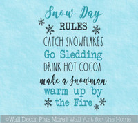 Snow Day Rules Wall Decal Sticker Winter Wall Decor