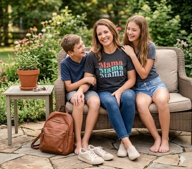 Mama Mama Mama Mom Ladies Graphic Tee Tshirt, Unisex Fit, Heather Gray
