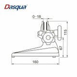 Heavy-Duty Industrial Micrometer Stand with 150° V-Groove Base Dimensions Image