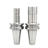 Front view of two BT SK CNC Tool Holders in a silver bright steel finish.