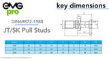 EMG Pro JT40 / SK40 DIN69872 Pull Stud Dimensions and Drawing