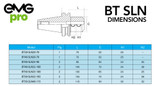 BT40 SLN23 Side Lock End Mill Arbor | ≤5μm Runout  100mm Gauge Length Dimensions Table & Drawing.