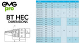 BT50 HEC32 High Power Milling Chuck Dimensions and Drawing.