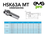 HSK100A MTA3-150 Morse Taper Chuck Tool Holder Dimensions and Drawing.