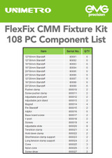 108 PC Component List FlexFix CMM Fixture Kit