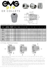 EMG Pro Solid ER20 Collets Dimensions Table