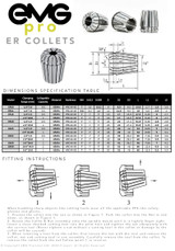 EMG Pro Solid ER50 Collets Dimensions Table