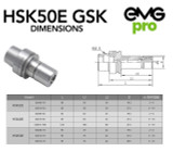 EMG Pro HSK50E GSK Collet Chuck Tool Holder Dimensions Table & Drawing.