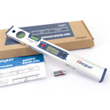 Dasqua 8301-2640 Series Digital Level Image on a white background with packaging, instruciton leaflet and batteries