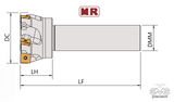 ASX400R 50mm Ø | 4 Teeth | 90° 20mm Shaft CNC Milling Indexable End Mill Cutting Tools | Right-Handed Dimensions & Drawing Image 2