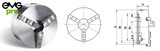 EMG Pro German Standard DIN55026 200mm Three-Jaw Self-Centering Chuck | EMG Precision. Dimensions Drawing.