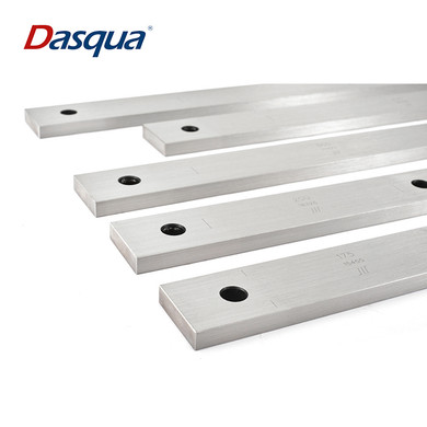 Ultra-precision Steel large gauge blocks in a protective storage case on a white background. Isometric Closeup View.