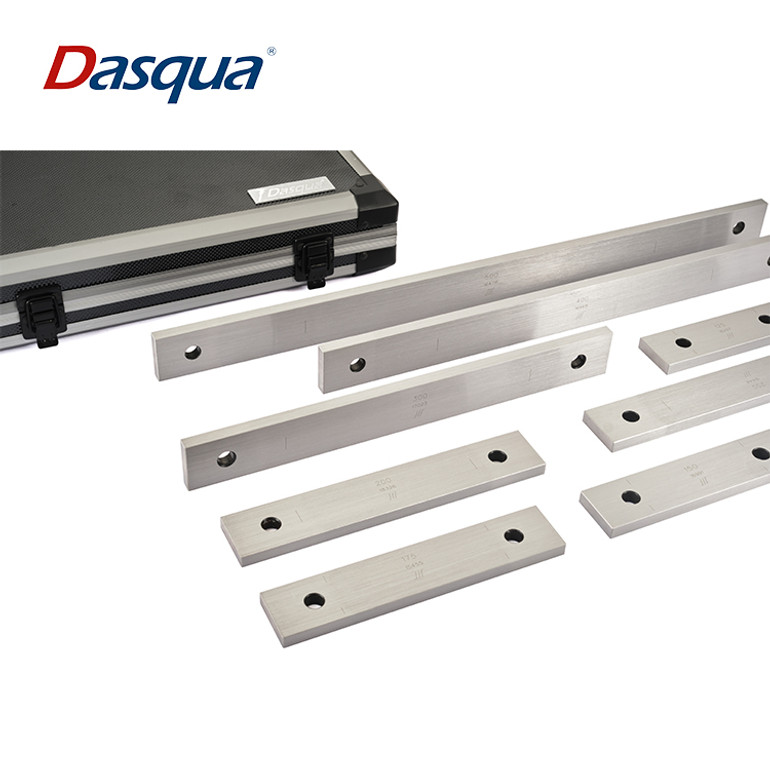 Ultra-precision Steel large gauge blocks in a protective storage case on a white background. Isometric Detailed View.