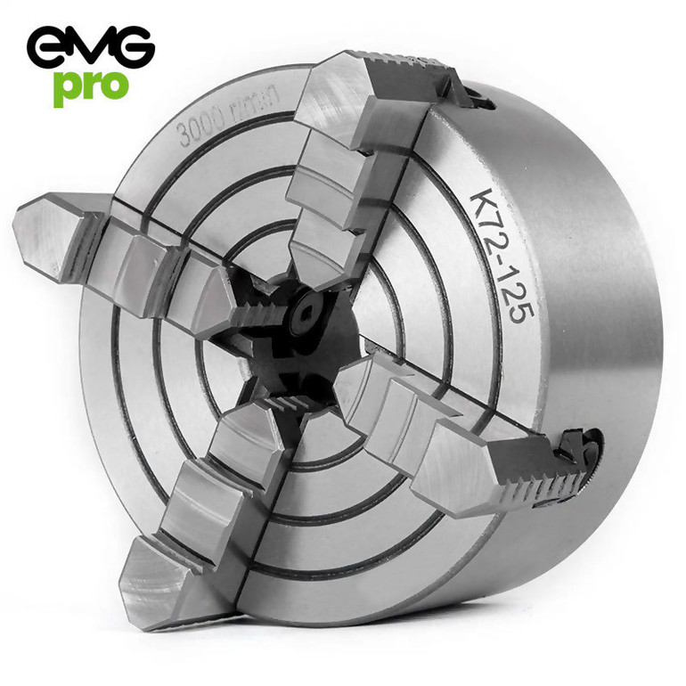 EMG Pro K72 Series 400mm Four-Jaw Independant Chuck | EMG Precision. Front Image on White Background.