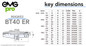 EMG Pro Brand BT40 ER25UM 70mm Gauge Length Collet Chuck Tool Holder Dimensions Table.