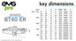 EMG Pro Brand BT40 ER16 100mm Gauge Length Collet Chuck Tool Holder Dimensions Table.