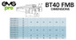 BT40 FMB22 150mm Gauge Length Face Mill Arbor Tool Holder Dimensions Table and Drawing.