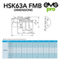 HSK63A FMB22 Face Mill Arbor Face Mill Cutting Tool Holder from EMG Pro Dimensions and Drawing.