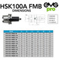 HSK100A FMB27 Face Mill Arbor Face Mill Cutting Tool Holder from EMG Pro Dimensions and Drawing.