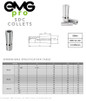 EMG Pro DC / SDC High Precision Collets Dimensions Table and Drawing.